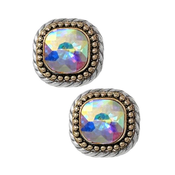 ROUND GLASS STONE EARRING
