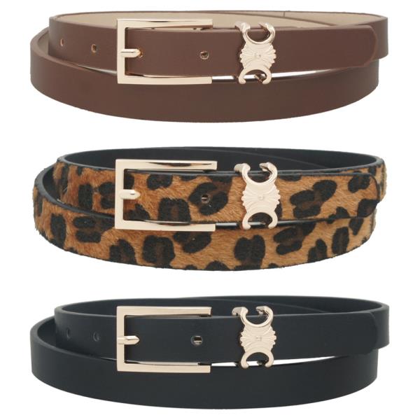 METAL RECTANGLE BUCKLE BELT 3 PC SET