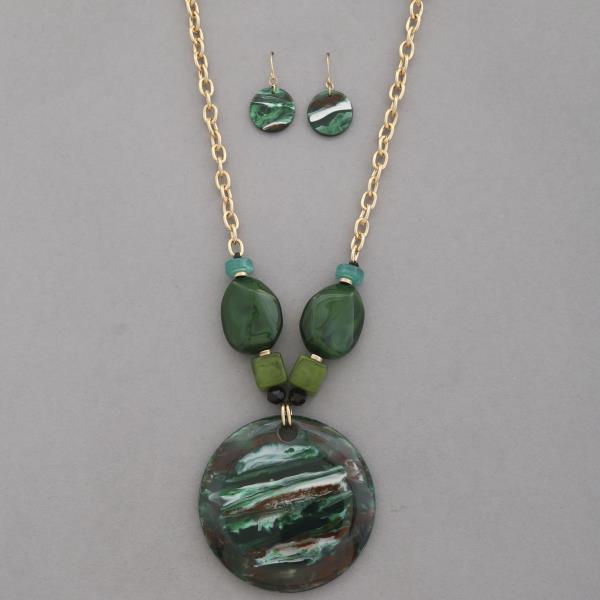 ACETATE ROUND PENDANT NECKLACE