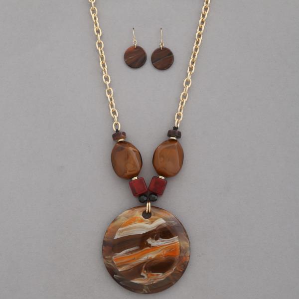 ACETATE ROUND PENDANT NECKLACE