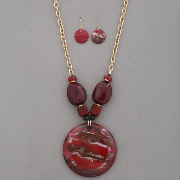ACETATE ROUND PENDANT NECKLACE