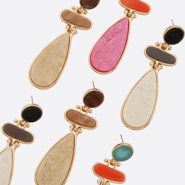 MULTI SHAPE TEARDROP DANGLE EARRING