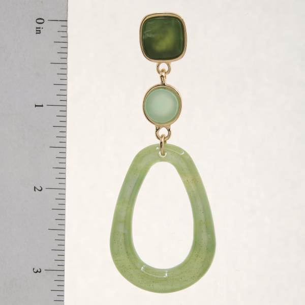 SQUARE ROUND STONE TEARDROP DANGLE EARRING