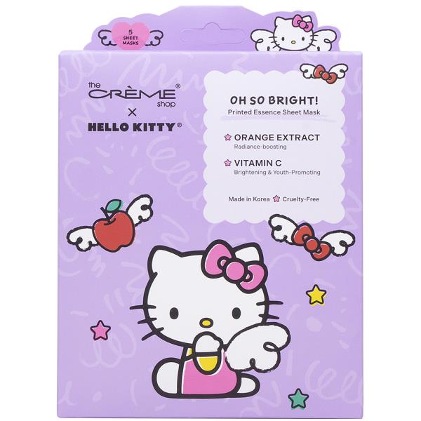 THE CREME SHOP X HELLO KITTY OH SO BRIGHT PRINTED ESSENCE SHEET MASK SET OF 5