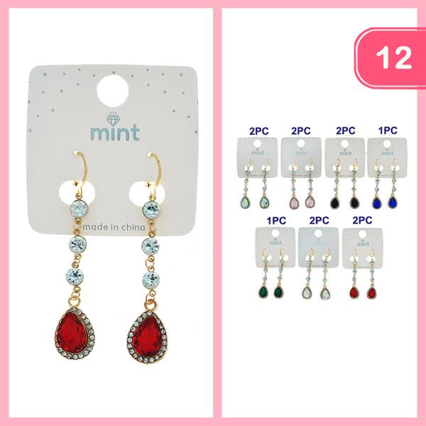 RHINESTONE DANGLE EARRING (12 UNITS)