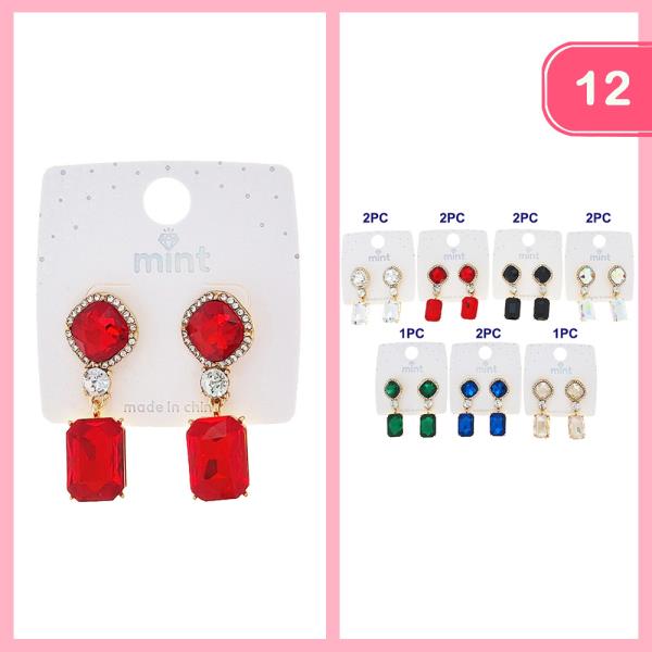 RHINESTONE DANGLE EARRING (12 UNITS)
