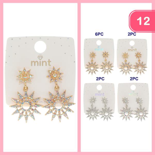 RHINESTONE STARBURST DANGLE EARRING (12 UNITS)