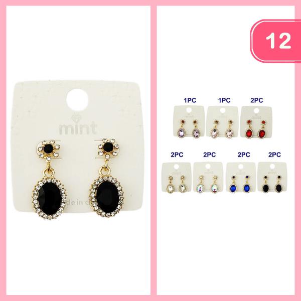 RHINESTONE DANGLE EARRING (12 UNITS)