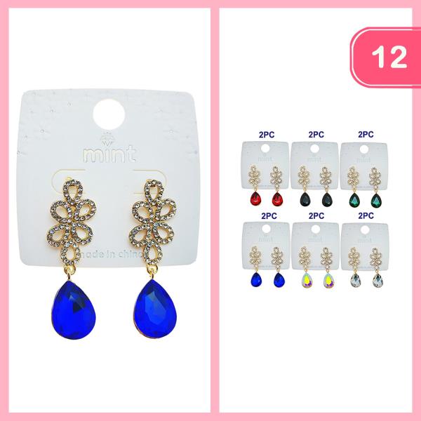 RHINESTONE DANGLE EARRING (12 UNITS)