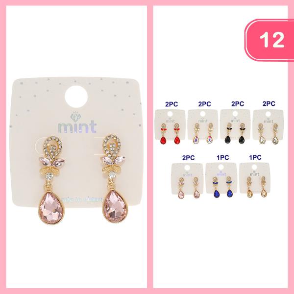RHINESTONE DANGLE EARRING (12 UNITS)