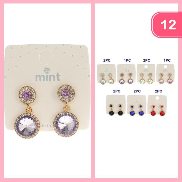 RHINESTONE DANGLE EARRING (12 UNITS)