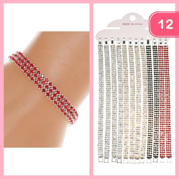 RHINESTONE LAYERED DANGLE EARRING (12 UNITS)