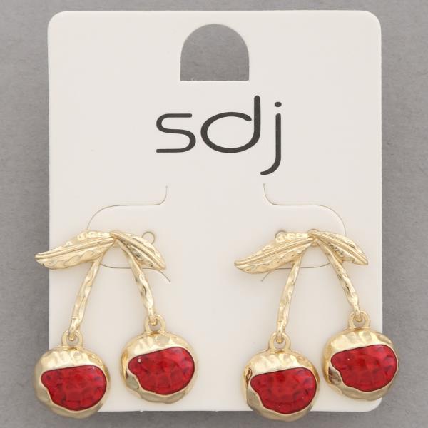 SDJ HAMMERED METAL CHERRY EARRING