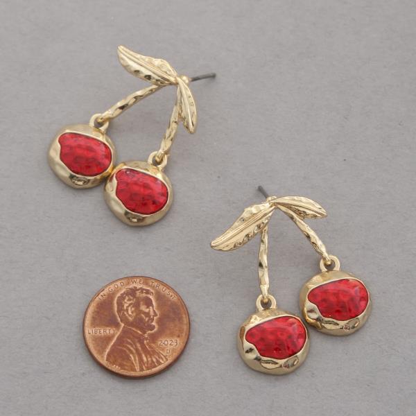 SDJ HAMMERED METAL CHERRY EARRING