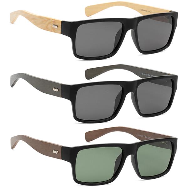 SQUARED WOOD DESIGN SUNGLASSES 1DZ