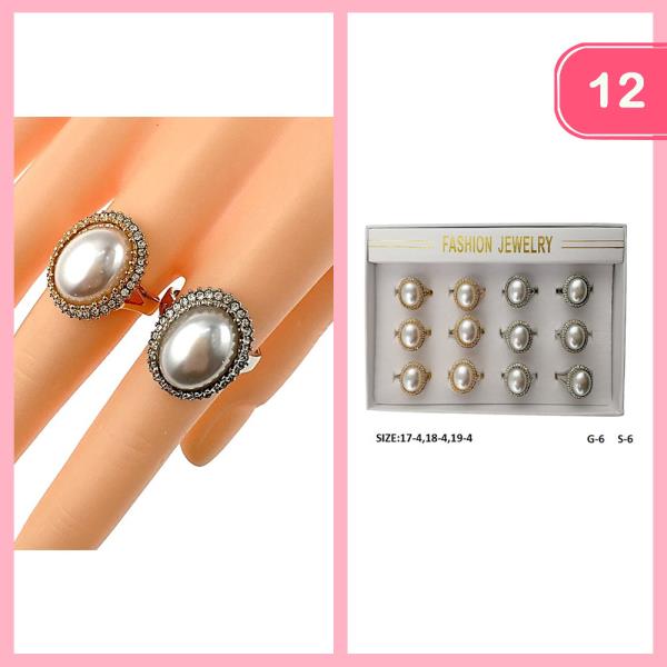 RHINESTONE ROUND RING (12 UNITS)