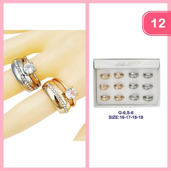 RHINESTONE ASSORTED RING (12 UNITS)