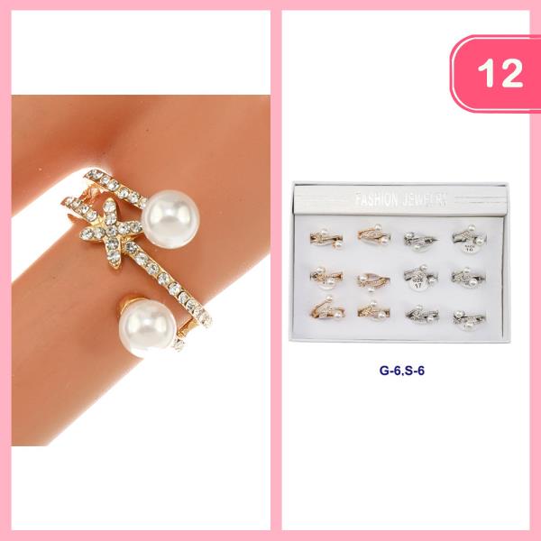 PEARL RHINESTONE RING (12 UNITS)