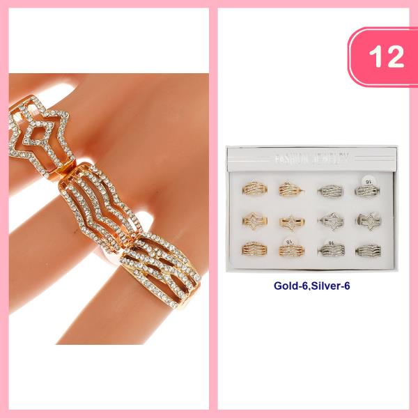 ASSORTED RHINESTONE RING (12 UNITS)