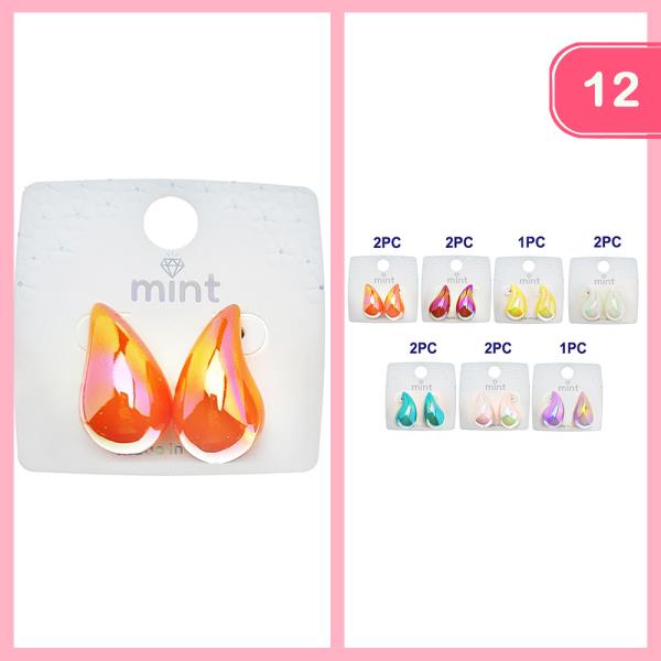 CHUNKY TEARDROP EARRINGS (12 UNITS)