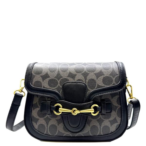 METAL BUCKLE HARDWARE PATTERNED TEXTURE CROSSBODY BAG
