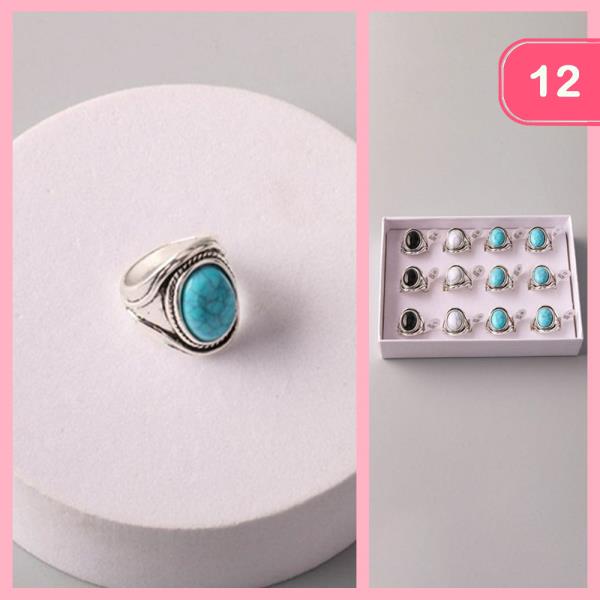ANTIQUE ROUND STONE RING (12 UNITS)