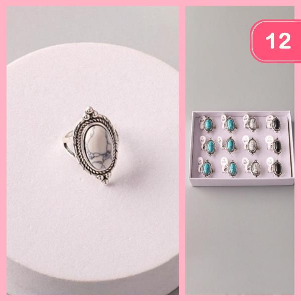 ANTIQUE FRAMED OVAL STONE RING (12 UNITS)