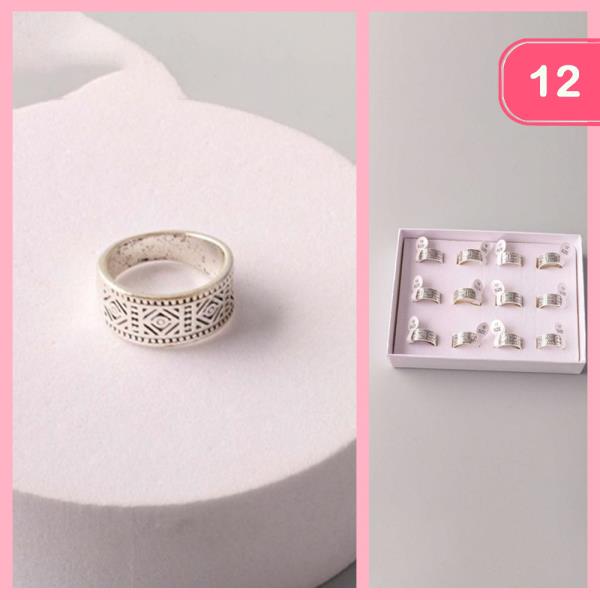 ETCHED ANTIQUE BAND RING (12 UNITS)