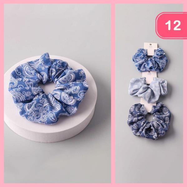 DENIM PAISLEY SCRUNCHIE (12 UNITS)