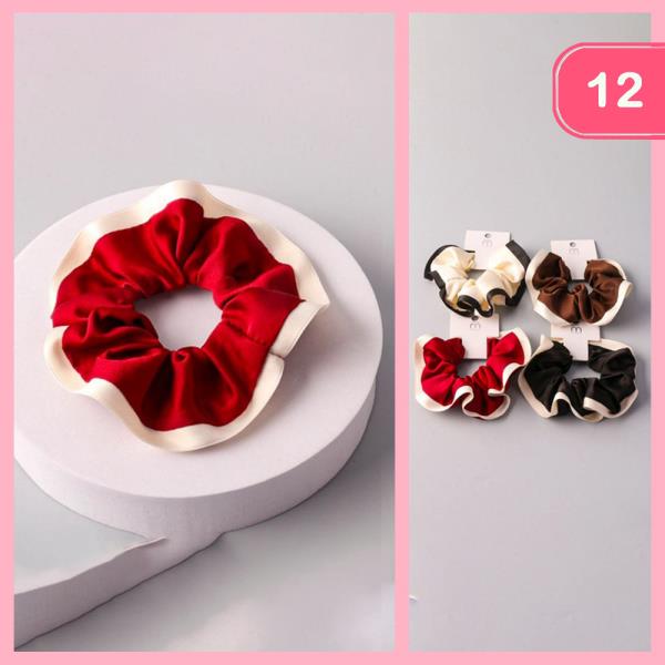 SATIN TRIM SCRUNCHIE (12 UNITS)