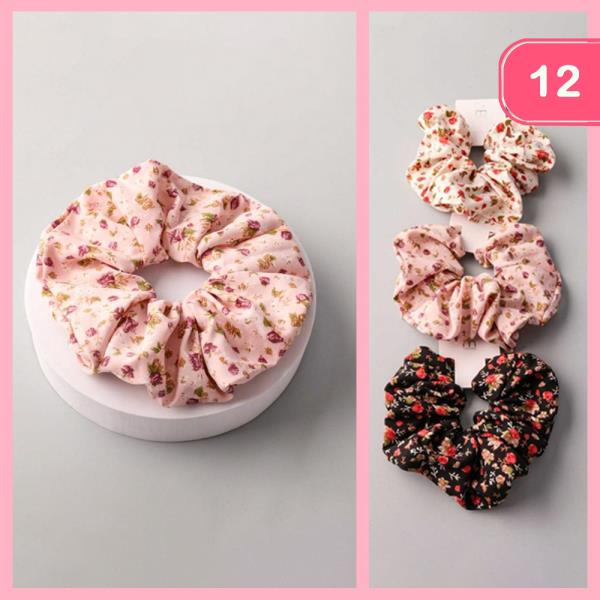 ROSE PRINT HAIR SCRUNCHIE (12 UNITS)