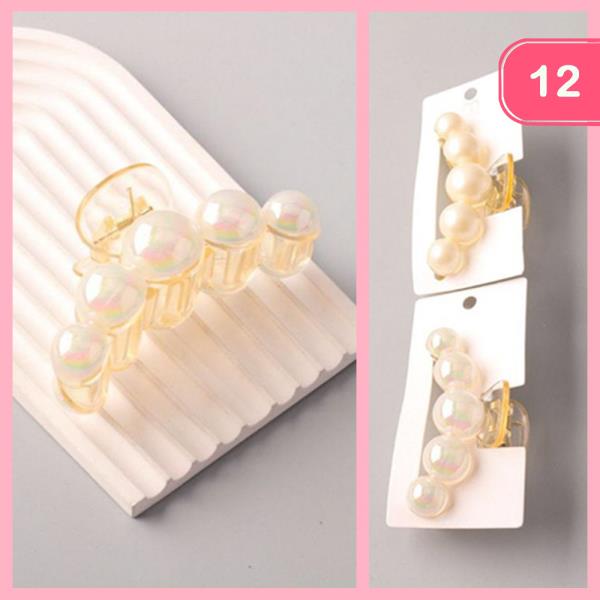PEARL BEADS CRESCENT CLAW CLIP (12 UNITS)