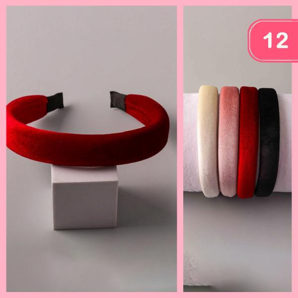 VELOUR PUFFY HEADBAND (12 UNITS)