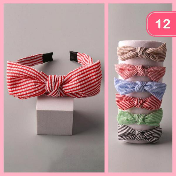 SEERSUCKER BOW HEADBAND (12 UNITS)