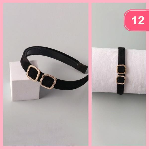 RHINESTONE DOUBLE BUCKLE HEADBAND (12 UNITS)