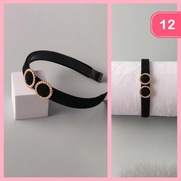 RHINESTONE DOUBLE RINGS HEADBAND (12 UNITS)