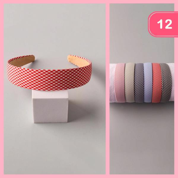 GINGHAM FLAT HEADBAND (12 UNITS)