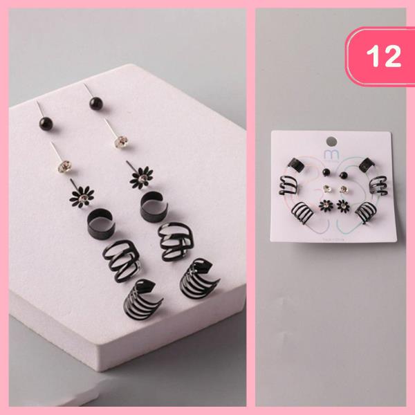 MIX PAINTED RING CUFF STUD SET (12 UNITS)