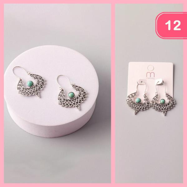 TURQUOISE BHINDI FAN EARRING (12 UNITS)