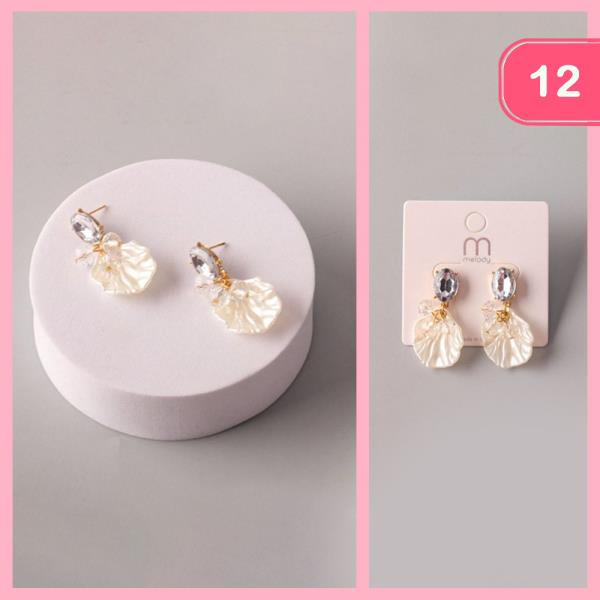 PETAL BEADED TASSEL CRYSTAL EARRING (12 UNITS)