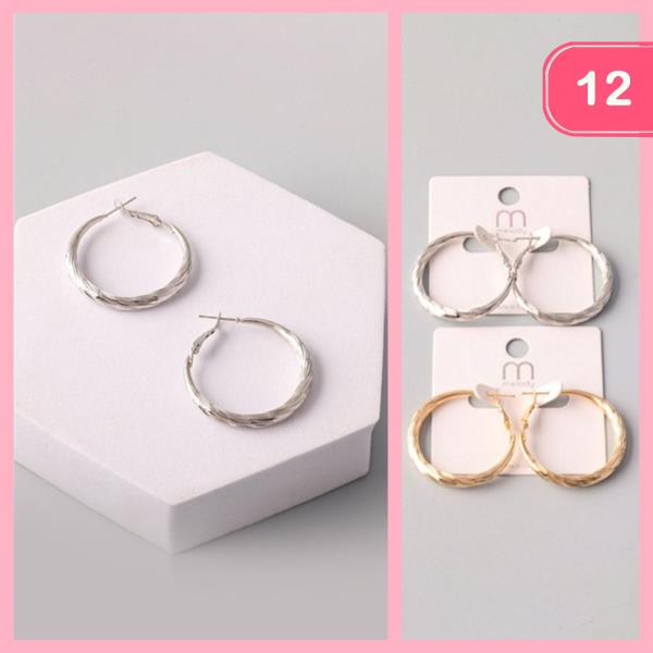 ETCH TWISTED SMALL HOOP EARRING (12 UNITS)