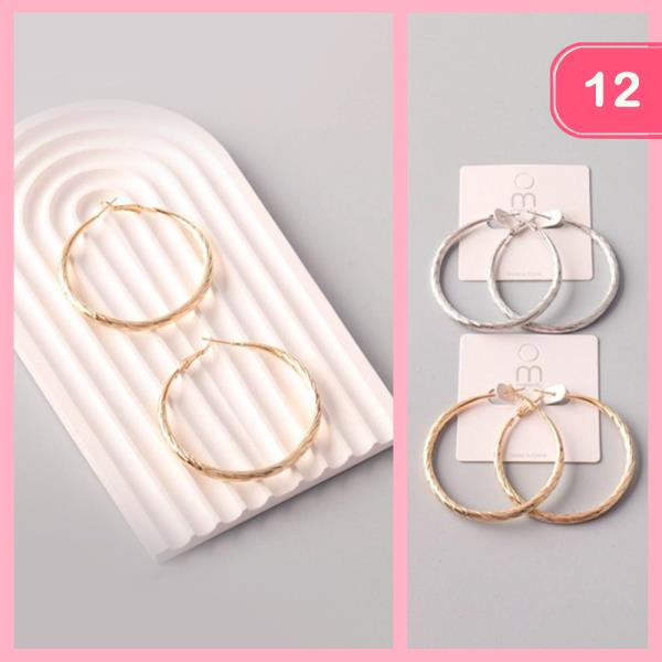 ETCH TWISTED GRADUATED HOOP EARRING (12 UNITS)