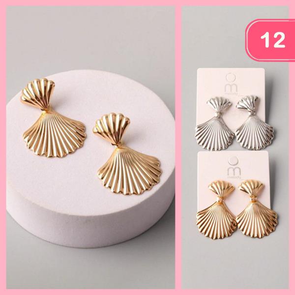 SHELL MIRROED FAN DROP EARRING (12 UNTIS)