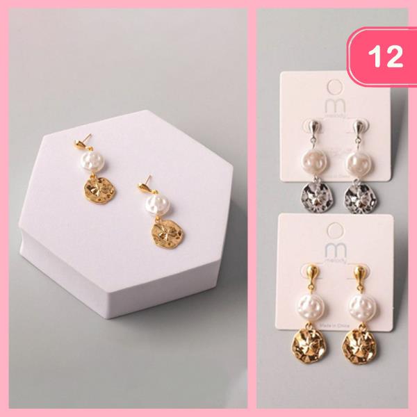 PEARL SAND DOLLAR DROP EARRING (12 UNITS)