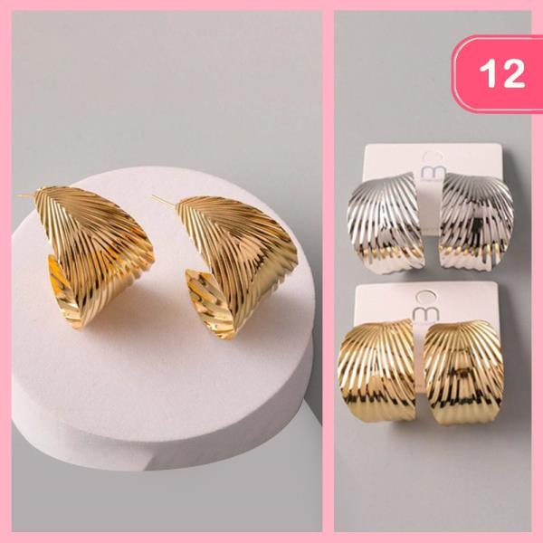 ETCHED LEAF WRAP EARRING (12 UNITS)