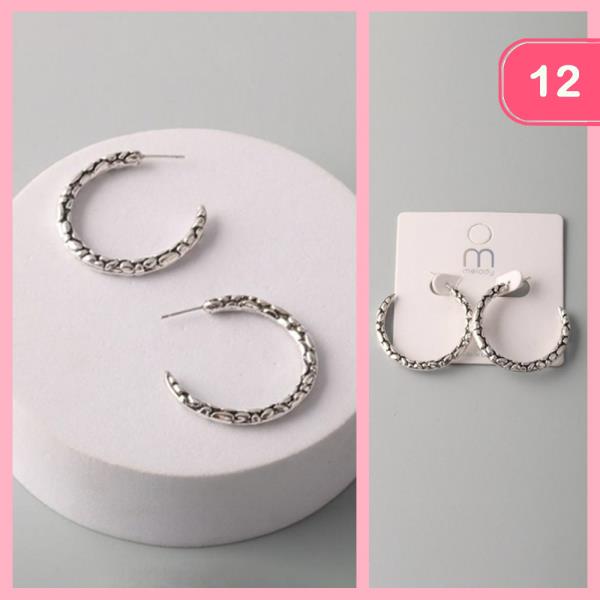 PEBBLE TEXTURED HOOP EARRING (12 UNITS)