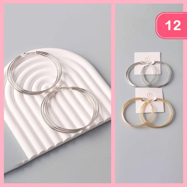 TRIPLE WIRE TWIST HOOP EARRING (12 UNITS)