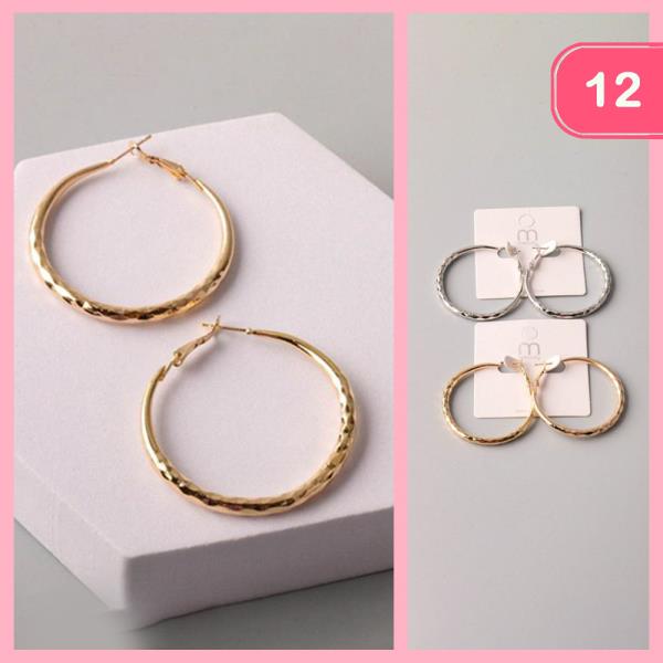 TEXTURED HOOP EARRING (12 UNITS)