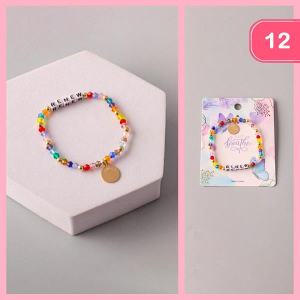 RENEW COIN CRYSTAL BEADED BRACELET (12 UNITS)