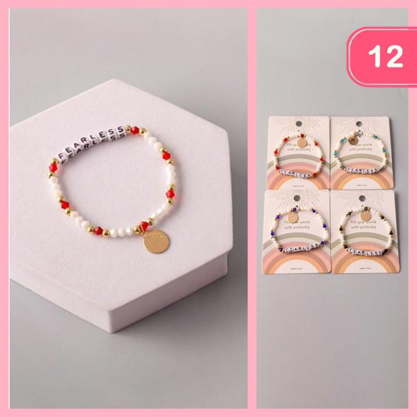 FEARLESS COIN CRYSTAL BEADED BRACELET (12 UNITS)